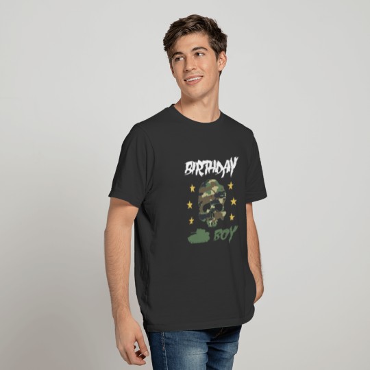 Birthday Boy Army - Camouflage Skull Tank T-shirt
