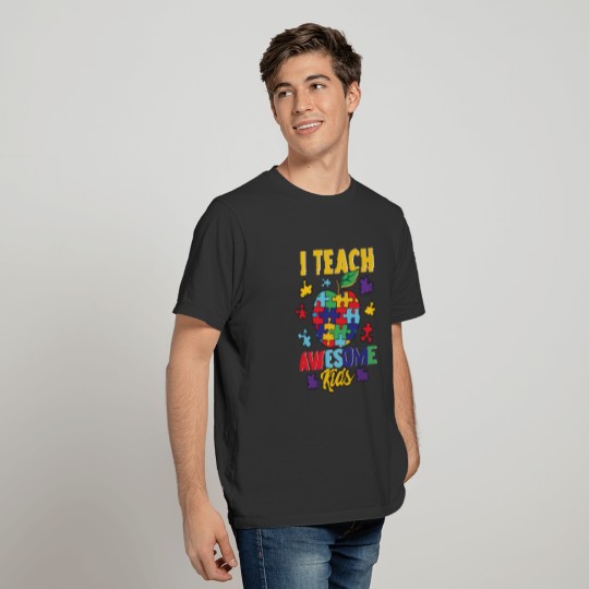 I Teach Awesome Cute Kids Teacher Autism Awareness T-shirt