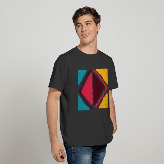 Hand Painted Tribal Shapes Retro Classic Colors T-shirt