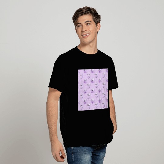 Purple Flower Botanical Easter Egg Style Pattern T Shirts