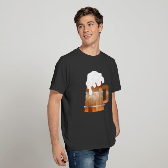 rustic Wooden beer mug, filled with beer T-shirt