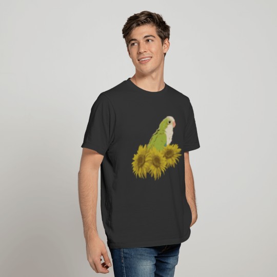 Quaker Parrot Green Monk Parakeet Sunflower T Shirts