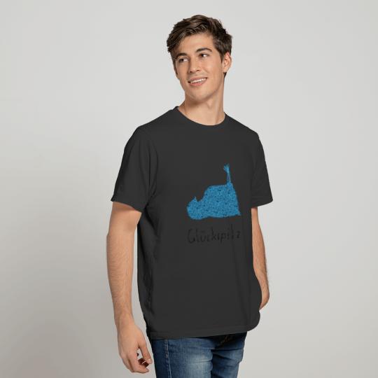 Glueckspilz - chicken upside down - blue-leopard T-shirt