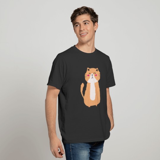 cute cat with white and orange colors T-shirt