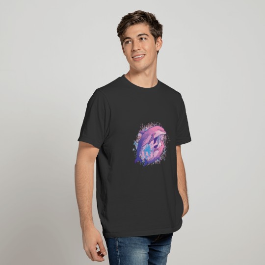 Dolphins Tie Dye colorful pink dolphin family T Shirts