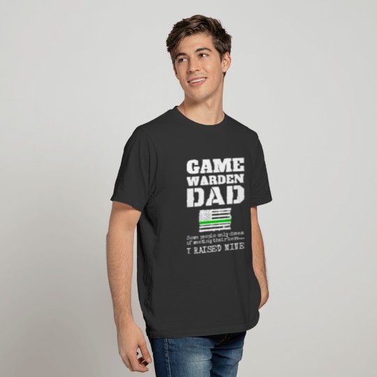 Game Warden Dad Gift Thin Green Line American Flag T-shirt