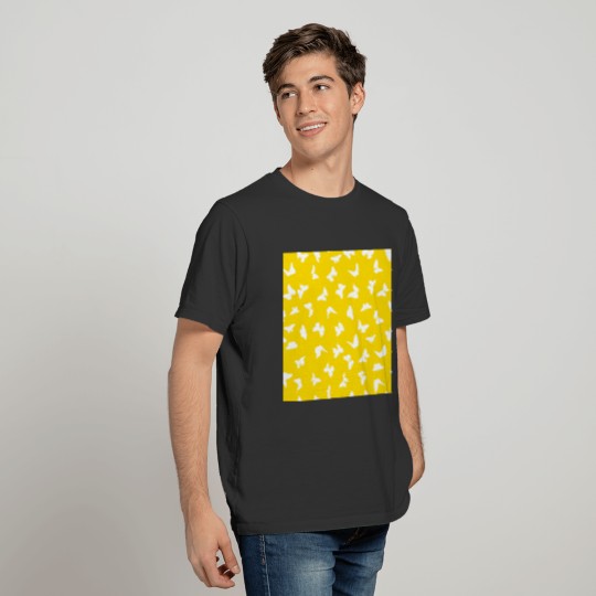 White Butterfly Yellow Background Aesthetic T-shirt