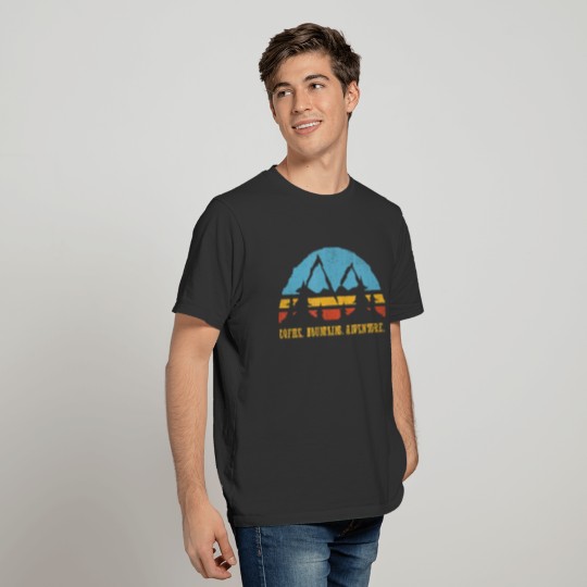 Retro Sunset Hiking Coffee Mountains Adventure T-shirt