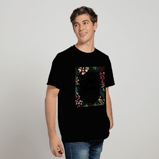 Just Married Newly Weds Floral Print Pattern Gift T Shirts