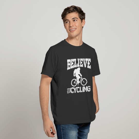 Believe Bigfoot Riding Bicycle TShirt Sasquatch T-shirt