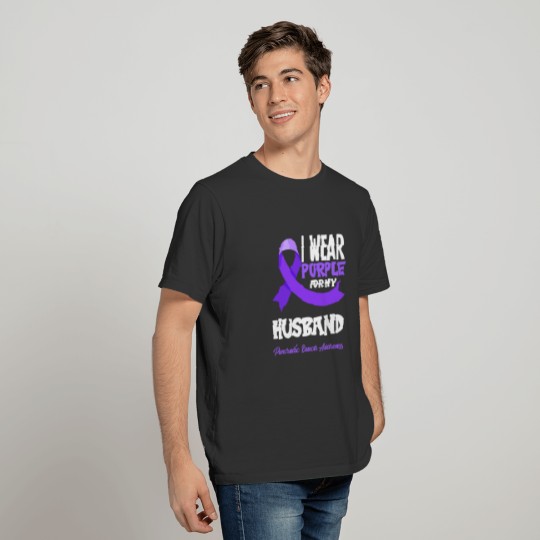 I Wear Purple For My Husband Pancreatic Cancer T-shirt