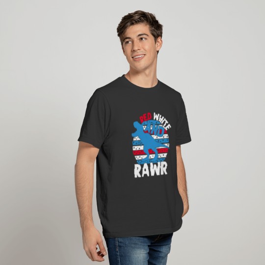Red White and Rawr 4th Of July , Dinosaur Kids T-shirt