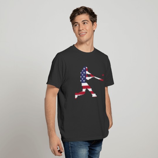 American Flag Baseball Hitter Cool Baseball T-shirt