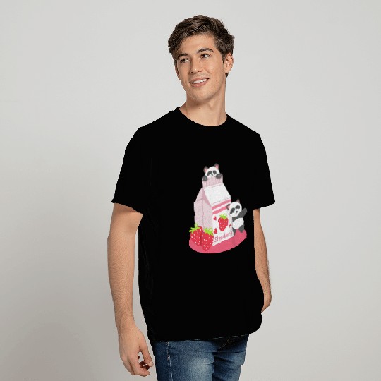 Panda Strawberry Milk Drink Kawaii T Shirts