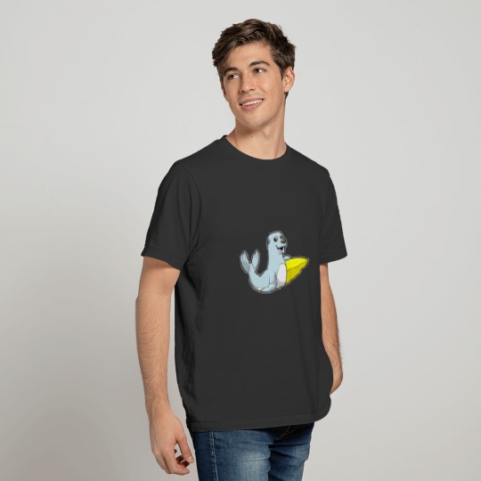 Seal at Surfing with Surfboard T-shirt