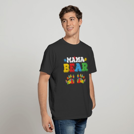 Autism Awareness Mama Bear Puzzle Autistic T-shirt