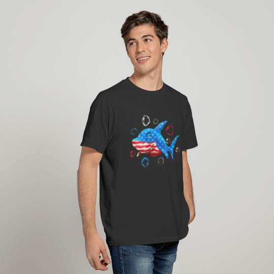 Shark 4th of July American Flag Independence Day T-shirt
