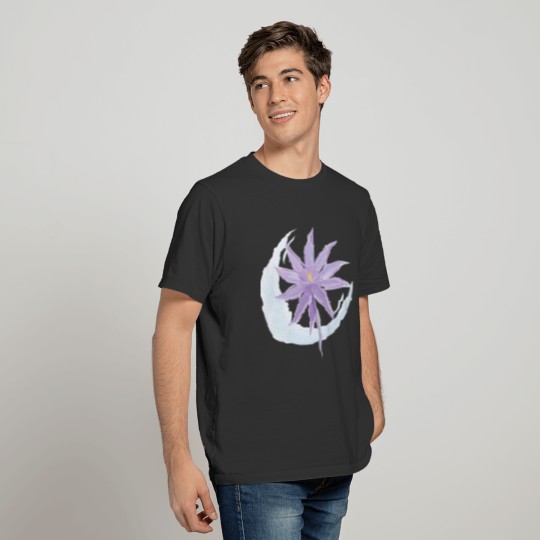 Moon with Purple Flower Watercolor T Shirts