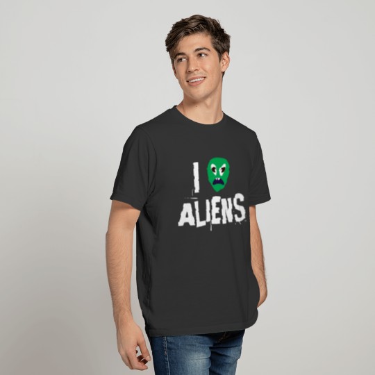 I Love Aliens Heart Face Alien Exobiology T-shirt