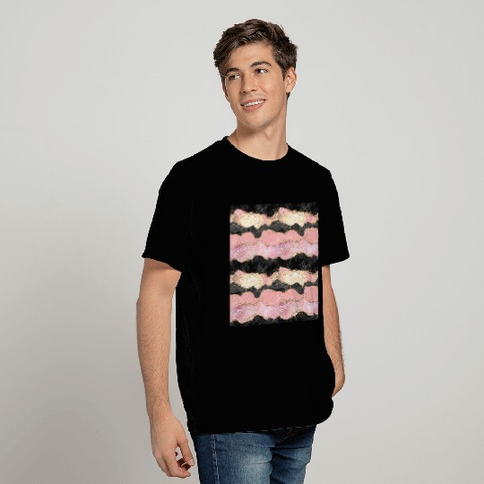 Pretty Pink Rose Gold Glitter Glam Agate T Shirts
