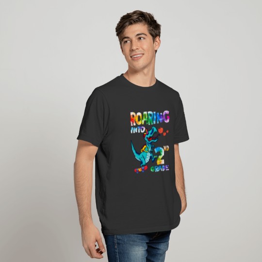 Roaring into 2nd Grade funny saurus watercolor kid T Shirts