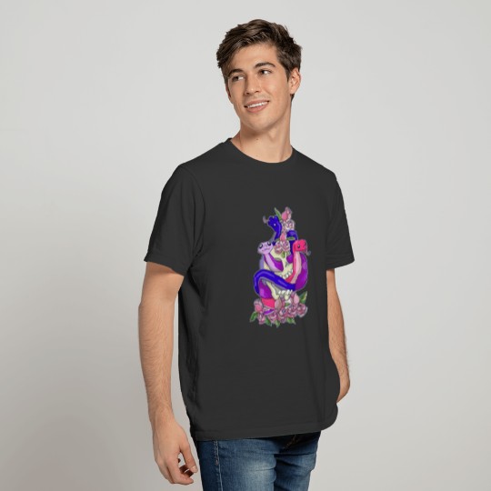 Bisexual Snake, Kawaii Pastel Goth Skull Serpent T-shirt