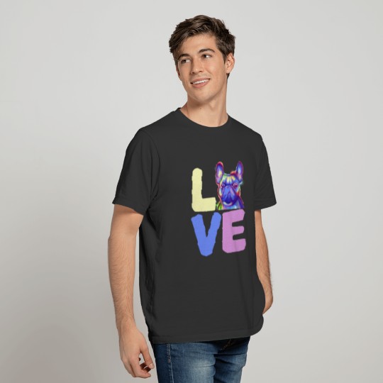 Love Frenchie Dog Bulldog French Watercolor T Shirts