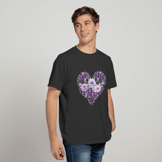 Purple Wind Flower Heart T Shirts