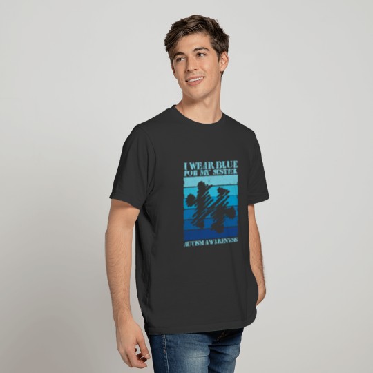 I Wear Blue For My Sister Autism Puzzle T-shirt