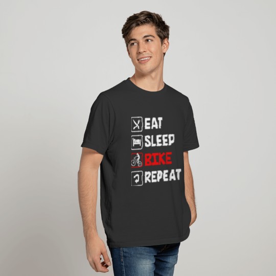 Biker Cyclist Eat Sleep Bike Repeat Funny MTB T-shirt