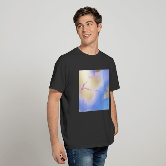 Blue Watercolor Gold Abstract Painting T Shirts