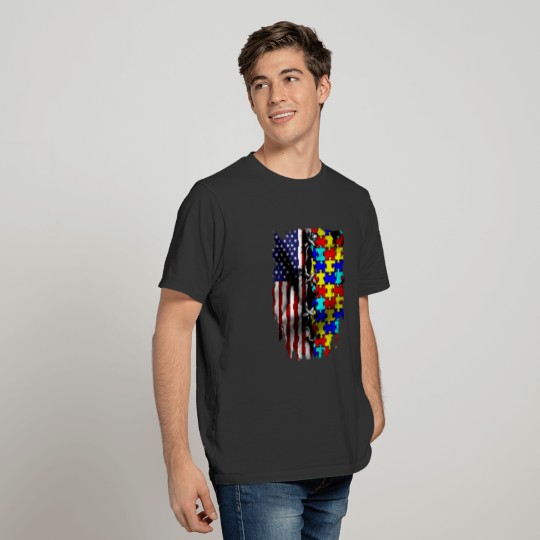 autism american flag T-shirt