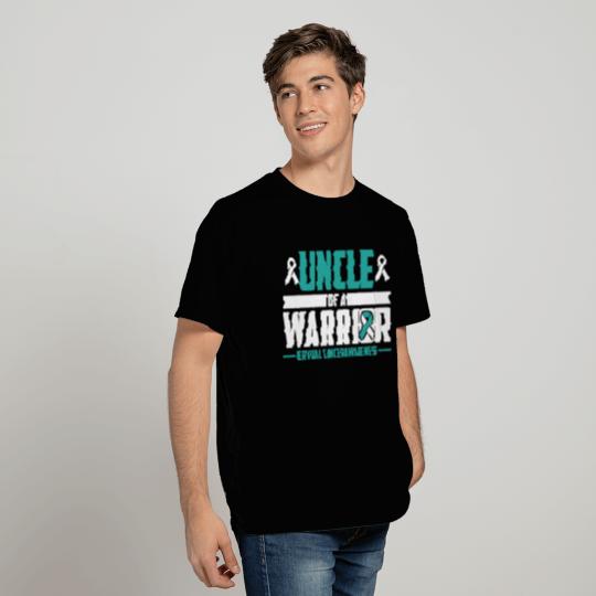Uncle Cervical Cancer Awareness Warrior Teal White T Shirts