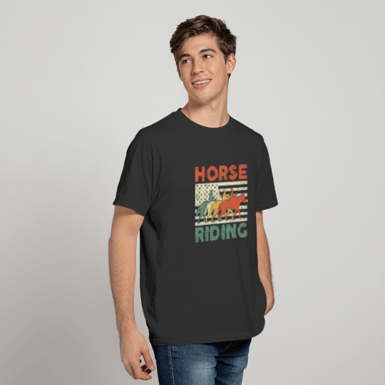 Horse Riding Team Vintage American Flag T-shirt