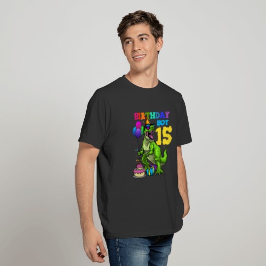 15th Birthday Birthday Boy 15 Dinosaur T Shirts