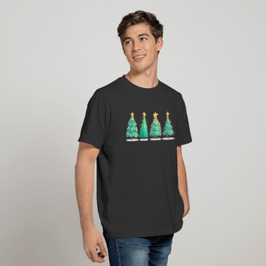 Holiday Christmas Lights Green Tree T Shirts