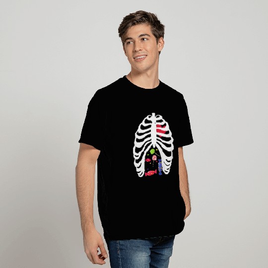 Halloween Candy Skeleton Rib Cage Pullover T Shirts