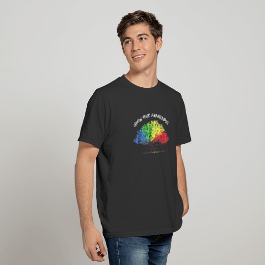 Autism Awareness Rainbow Tree Grow Your Awareness T-shirt