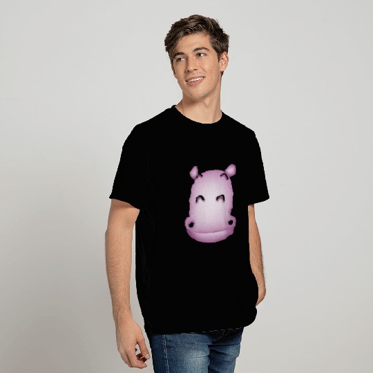Hippo Cute Pink Smile Comic T Shirts