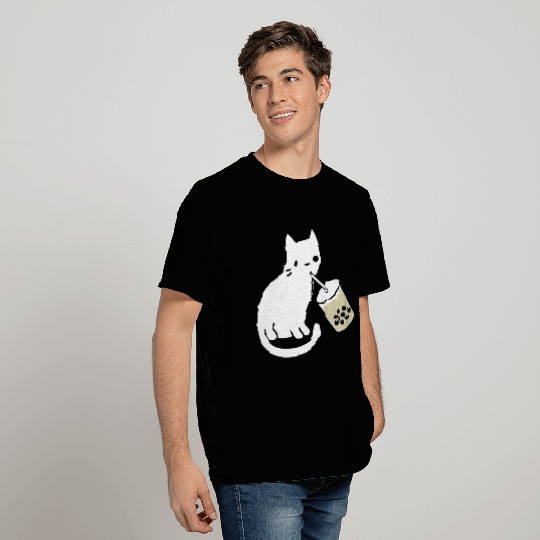 Cat Drinking Boba Milk Tea Bobalogy T Shirts