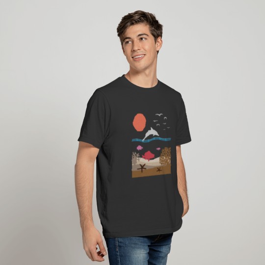 Sea Underwater Animals Dolphin Fishes Gift T-shirt
