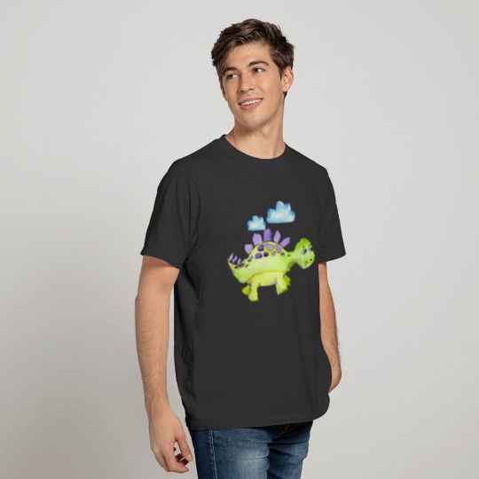 Dinosaurs Dino Green Baby Cute Puppy with Cloud T Shirts