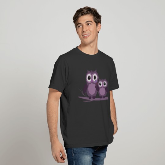 two owls purple plum lilac T Shirts