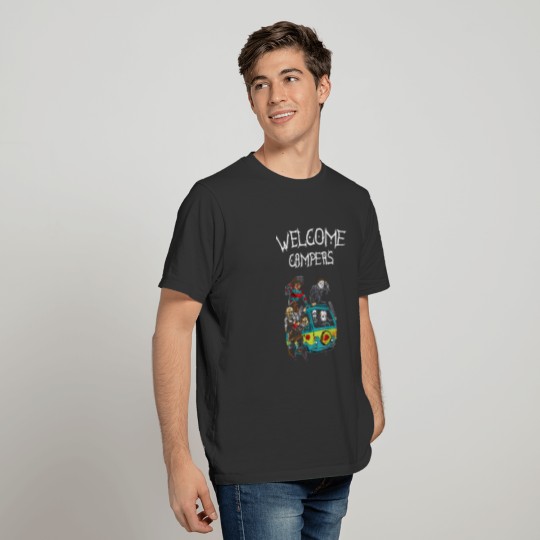 welcome campers funny camping t shirt 80s T-shirt