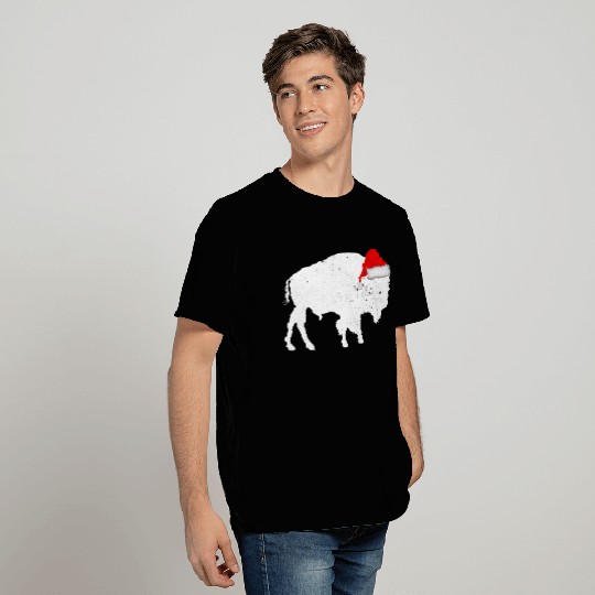 Bison Buffalo Santa Hat Christmas Pajama Long Slee T Shirts