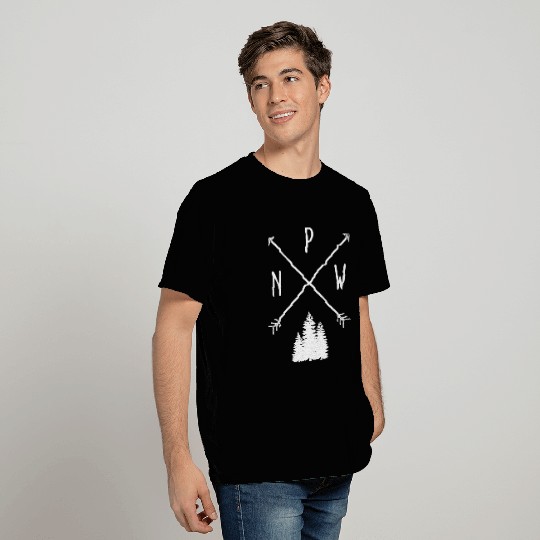 Pine Trees Pacific Northwest Pnw With Arrows T Shirts