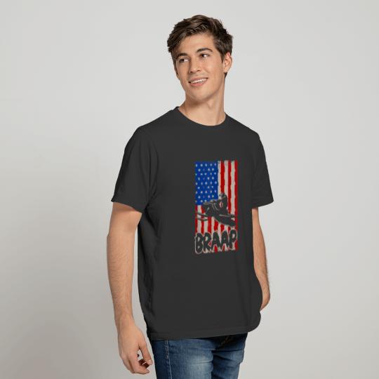American Flag Snowmobiling Braap Funny Riding Men T-shirt