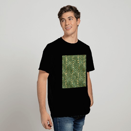 Gold Green Snake Skin Pattern T Shirts