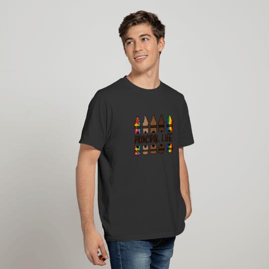 Principal Life Pencil Autism Melanin Rainbow T-shirt