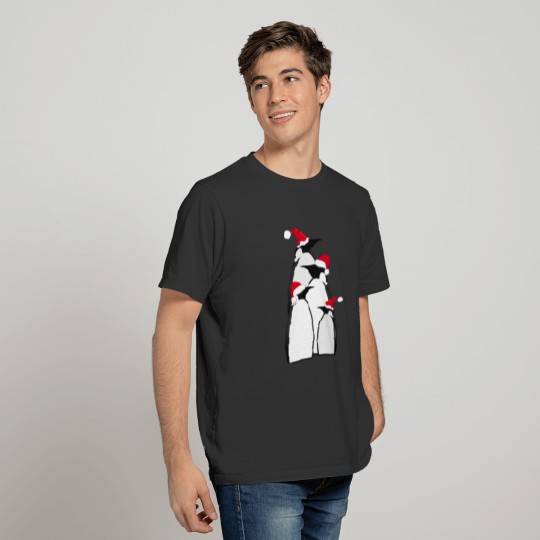 cute penguin family with santa claus hats T Shirts